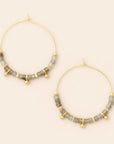 Stone Disc Hoop Earrings: Labradorite/Gold