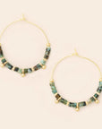 Stone Disc Hoop Earrings: African Turquoise/Gold