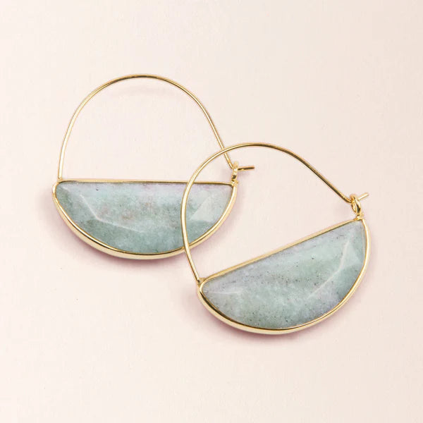 Stone Prism Hoop Earring | Amazonite/Gold