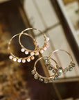 Bohemian Hoops | Pink Opal/Labradorite