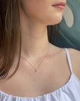 Diamond Bezel Necklace | 14K Gold