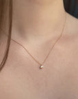 Diamond Bezel Necklace | 14K Gold
