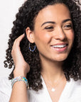 Stone Disc Hoop Earrings: African Turquoise/Gold