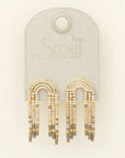 Miyuki Rainbow Fringe Earring - Pewter Multi/Gold