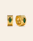 Marquise Groove Hoop Earrings | Emerald
