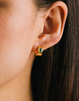Marquise Groove Hoop Earrings | Emerald
