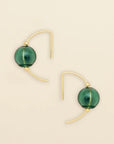 Refined Glass Drop Hoops: Teal/Gold