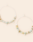 Stone Disc Hoop Earrings: Amazonite/Silver