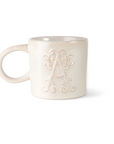White Floral Artisan Monogram Mug