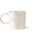 White Floral Artisan Monogram Mug