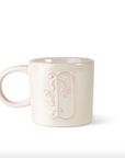 White Floral Artisan Monogram Mug