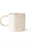 White Floral Artisan Monogram Mug