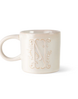 White Floral Artisan Monogram Mug