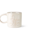 White Floral Artisan Monogram Mug