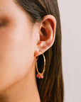 Sorrento Gemstone Beaded Hoops: Brazil Rhodonite