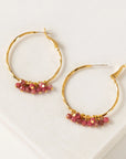 Sorrento Gemstone Beaded Hoops: Brazil Rhodonite