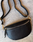Crossbody Handbag: Black Leather