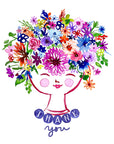 Happy Flower Lady Watercolour | Greeting Card