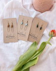 Leather & Brass Oval Earrings | Frost Blue