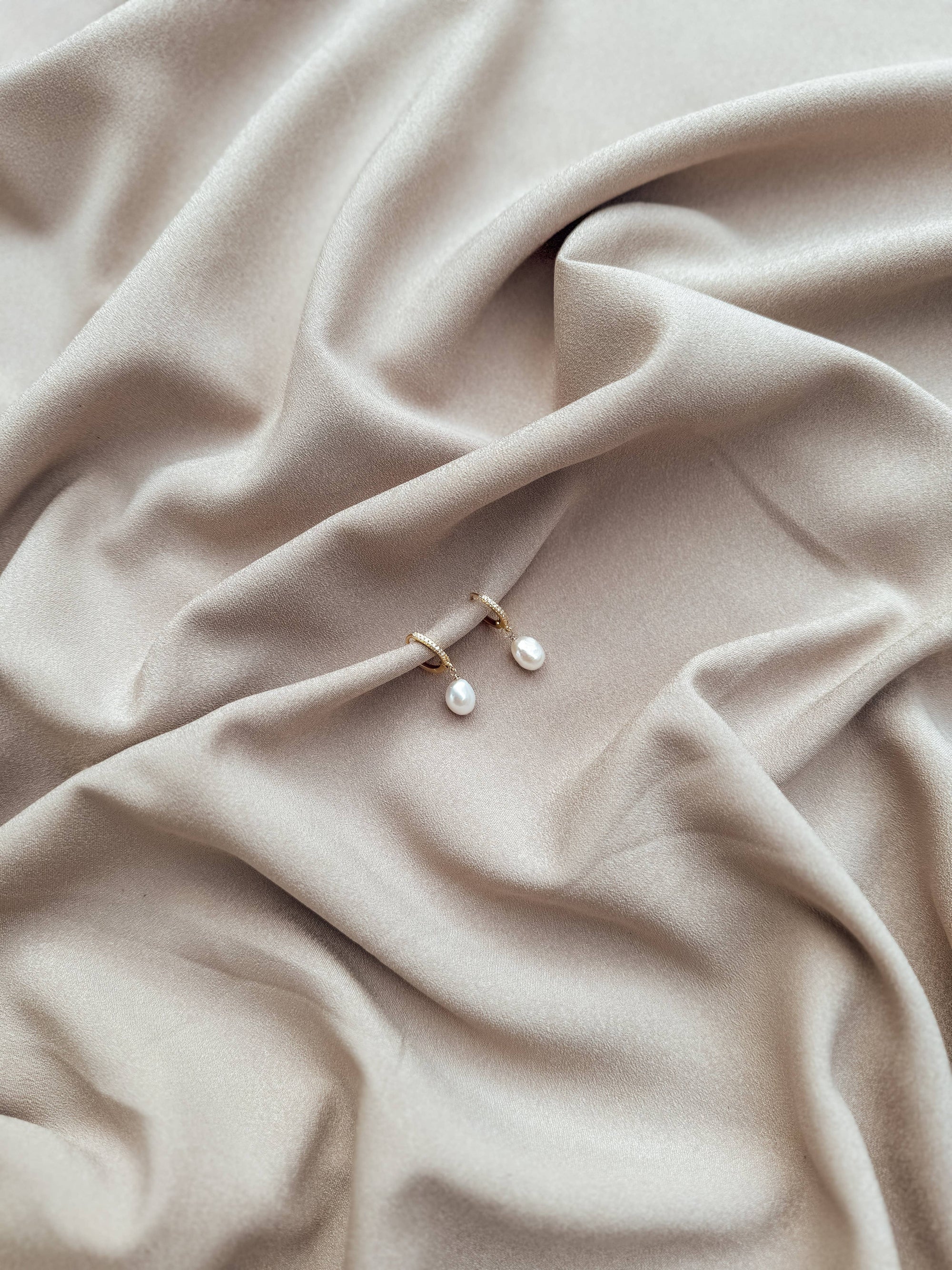 Huggie Hoops with Pearl Charm