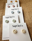 Smile Studs Clay Earrings | Lilac