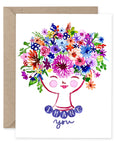 Happy Flower Lady Watercolour | Greeting Card