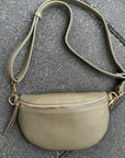 Crossbody handbag green leather purse bum bag