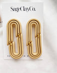 Retro Double Rainbow Clay Earrings | Leather