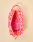 Quilted Cosmetic Pouch: Poppin' Petals Hot Pink