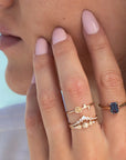 9k Rainbow Moonstone & Diamond Vivant Arc Ring