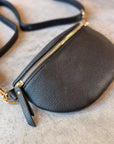 Crossbody Handbag: Black Leather