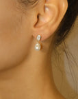 Baroque Petite Drop Earrings: Pearl & Moonstone