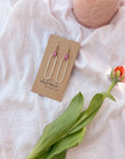 Bubblegum Pink Leather & Brass Oval Accent Earrings