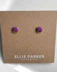 Square Purple Ceramic Earrings