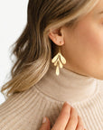Brushed Brass Leaf Earrings