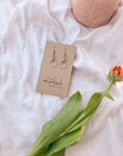 Leather & Brass Circle Earrings | Lime Green