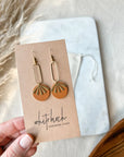 Leather & Brass Sunburst Earrings | Tan Brown