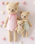 Baby Honey Bear (lavender bow) | Hand-Knit Doll
