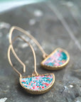 Floral Half Moon Drop Earring