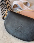 Crossbody Handbag: Black Leather