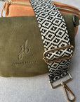 Crossbody Handbag: Green Suede Leather