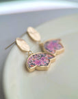 Hammered Oval Flower Earrings