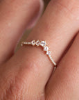 9k Rainbow Moonstone & Diamond Vivant Arc Ring