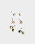 Stud Trio Ear Jacket Set | Dragonfly, African Turquoise, Gold