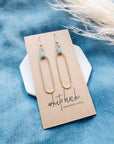 Leather & Brass Oval Earrings | Blue
