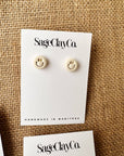 Smile Studs Clay Earrings | Lilac