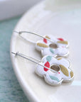 Flower Pendant Hoop Earrings