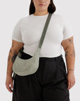 Small Nylon Crescent Bag - Sage Stripe