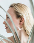 Blush Pink Leather Petal Hoop Earrings