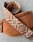 Crossbody Handbag: Rust Brown Suede Leather